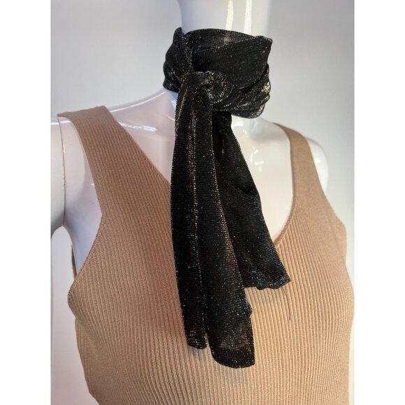 Elegant Black and Silver Shimmering Scarf - Picture 4 of 7